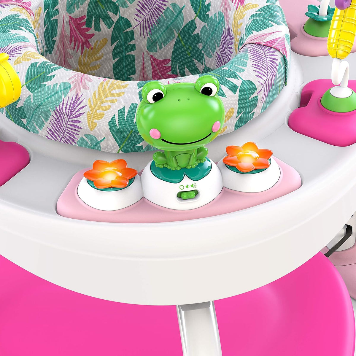 360° Rotatable 2-in-1 Baby Activity Center, Convertible Jumper & Play Table with 7 Interactive Toys, Adjustable Height and Storage Bag, Play Equipment for Infants 6 Months+