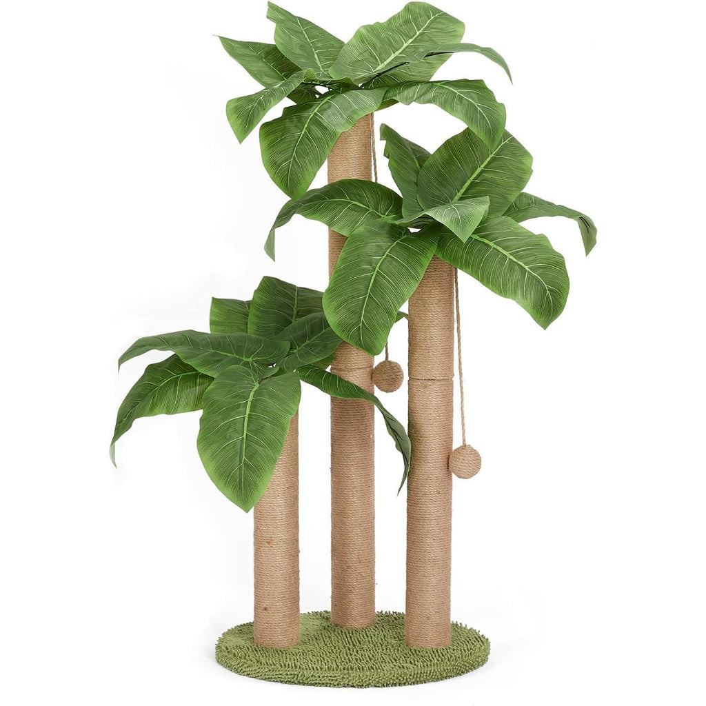 Cat Scratching Post,Cat Scratcher Tree with 3 Scratching Poles & 2 Interactive Dangling Balls,Cats Scratching Posts for Indoor Kitten & Adult Cats (Banana Tree)