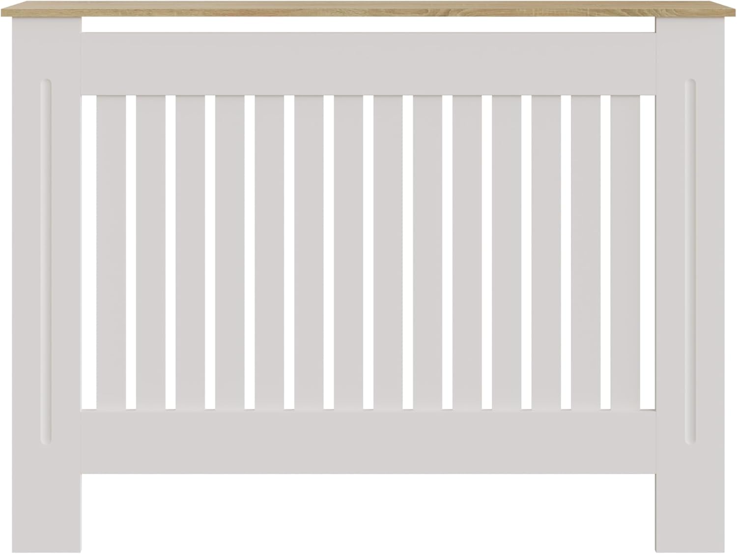 Medium Grey Slatted Wood Radiator Cover with Shelf - Modern Minimalist Style for Living Room, Bedroom [Plus A Free Gift]