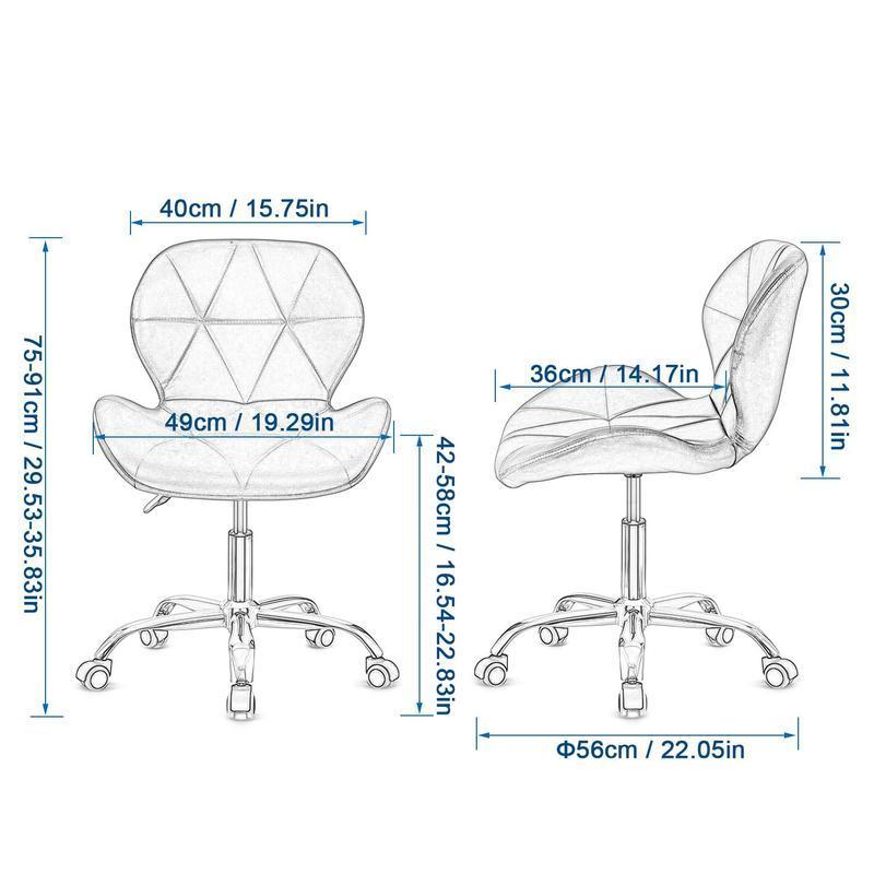 Swivel Makeup Vanity Chair & Office Stool - Adjustable Pink Dressing Chair with Wheels, Diamond Tufted Upholstery in PU/Fabric/Velvet Options, Armless Height-Adjustable Seat for Desk, Bedroom, or Dorm