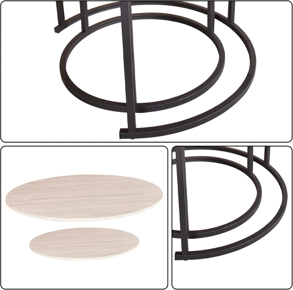 Ultimate Round Coffee Table Nesting Set - Modern Wood & Metal Side Tables for Living Room, Rustic Brown & Black Accent Tables round  dining  tables