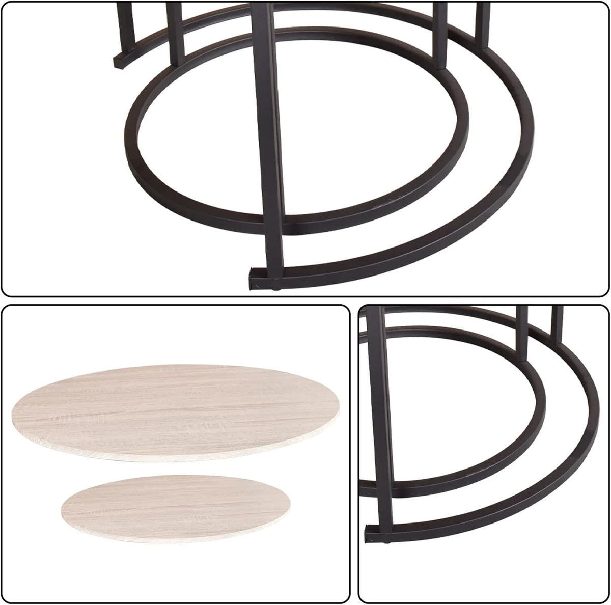 Ultimate Round Coffee Table Nesting Set - Modern Wood & Metal Side Tables for Living Room, Rustic Brown & Black Accent Tables round  dining  tables