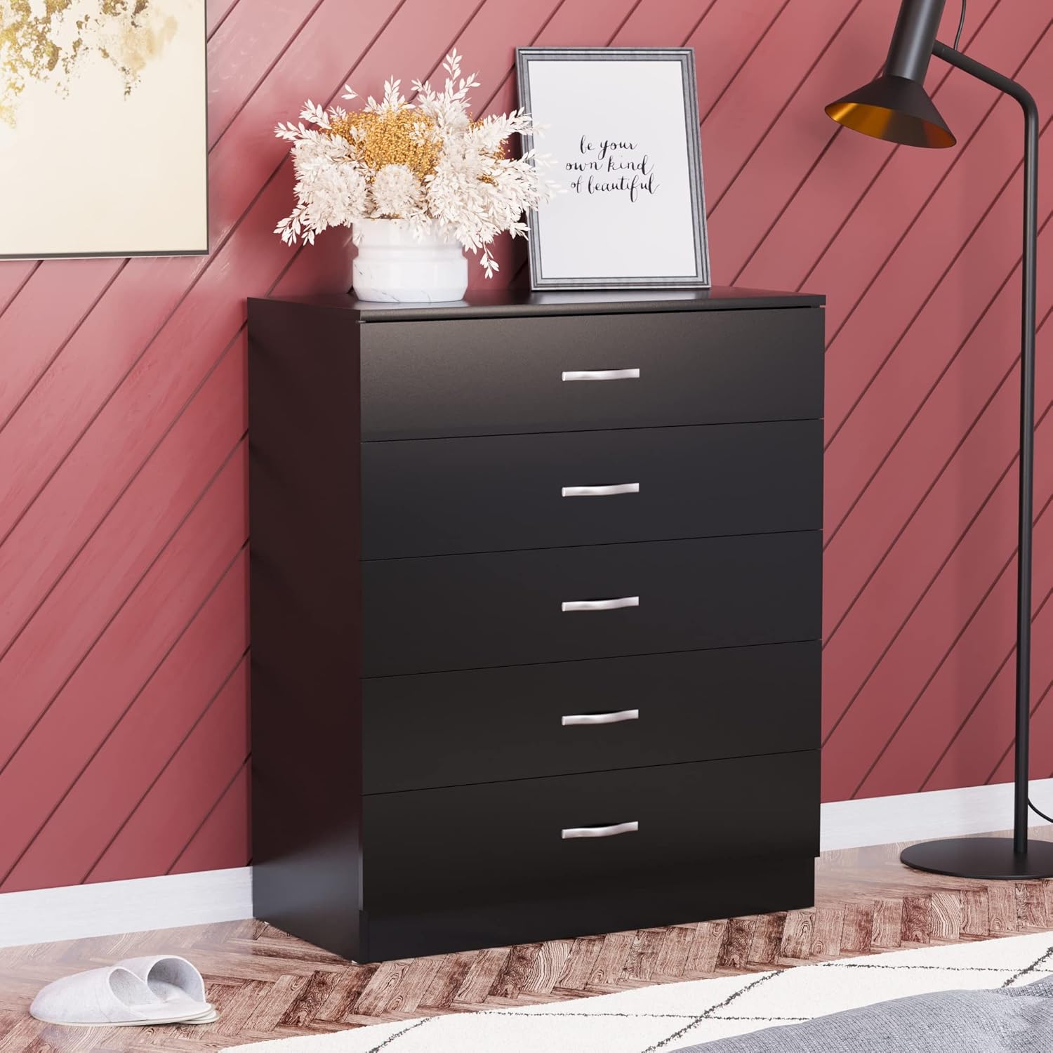 5 Drawer Chest of Drawers, Metal Handles and Runners, Anti-Bowing Drawer Support, Bedroom, Nursery Furniture,