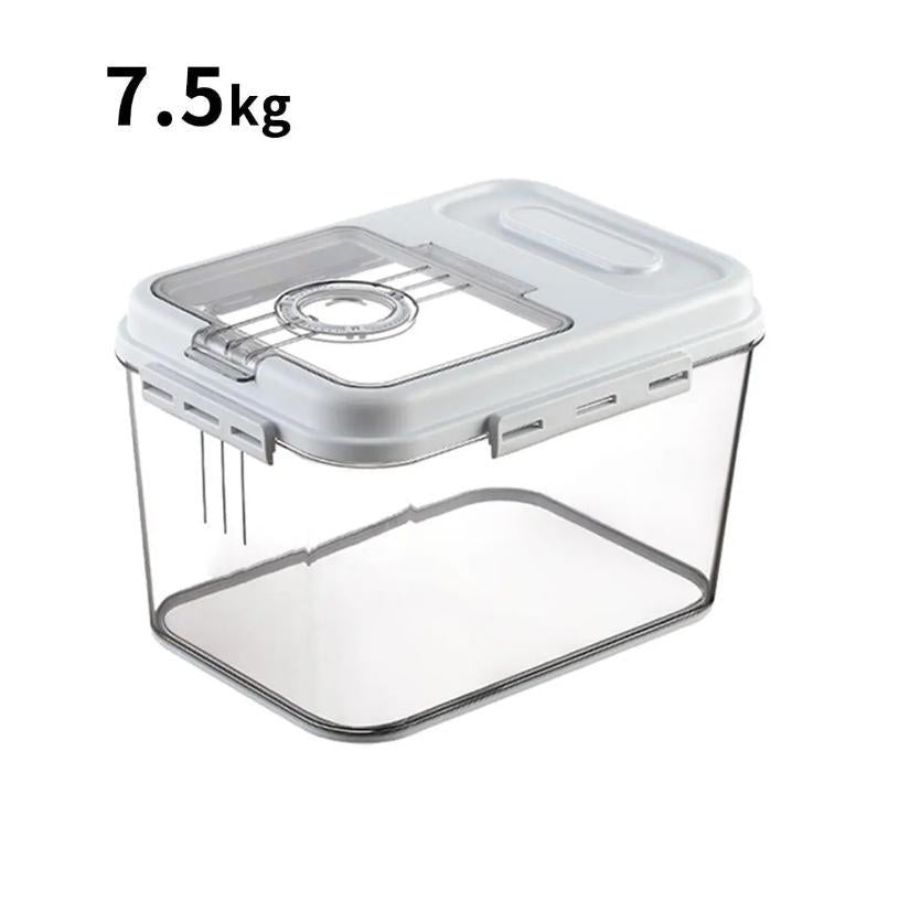 7.5KG/15KG Airtight Rice Storage Container, BPA-Free Transparent Grain Bucket with Airtight Lid & Measuring Scoop, Large Sealed Dry Food Dispenser Bin for Flour Rice Nuts, Kitchen Clear Plastic Grain Storage Organizer