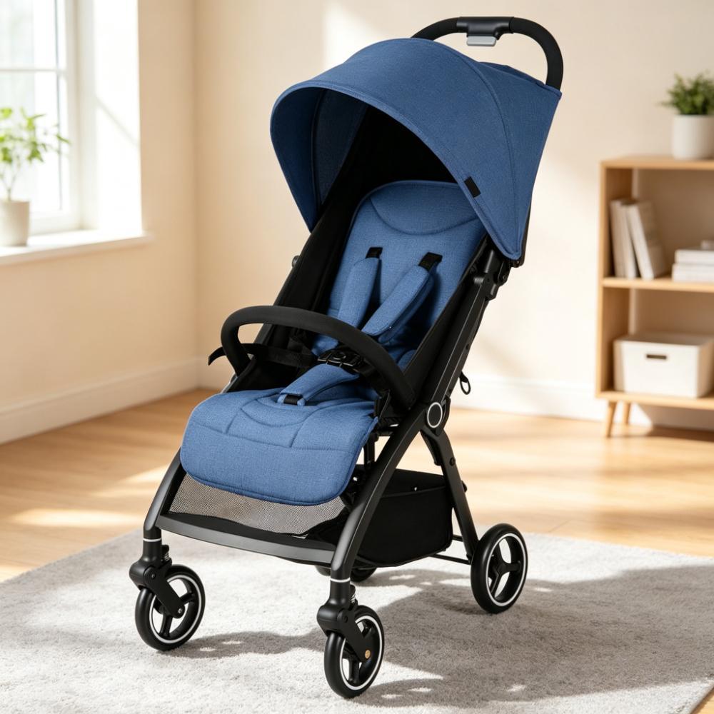 Lightweight Travel Pushchair for 0-36 Months, One-Hand Fold Baby Stroller with Adjustable Recline & Sun Canopy, 5-Point Safety Harness, Large Under-Seat Basket, Compact for Car Boot [Plus A Free Gift]