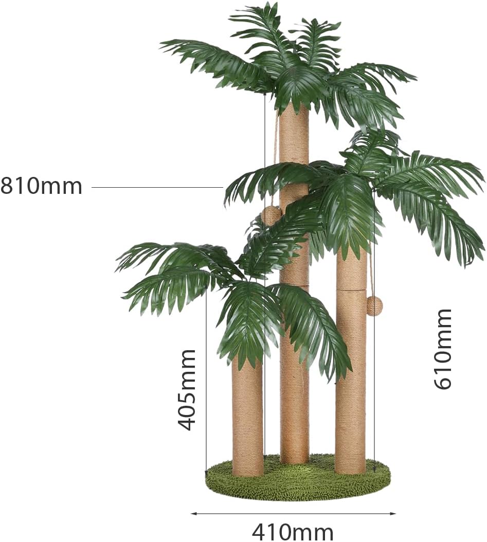 Cat Scratching Post,Cat Scratcher Tree with 3 Scratching Poles & 2 Interactive Dangling Balls,Cats Scratching Posts for Indoor Kitten & Adult Cats (Banana Tree)