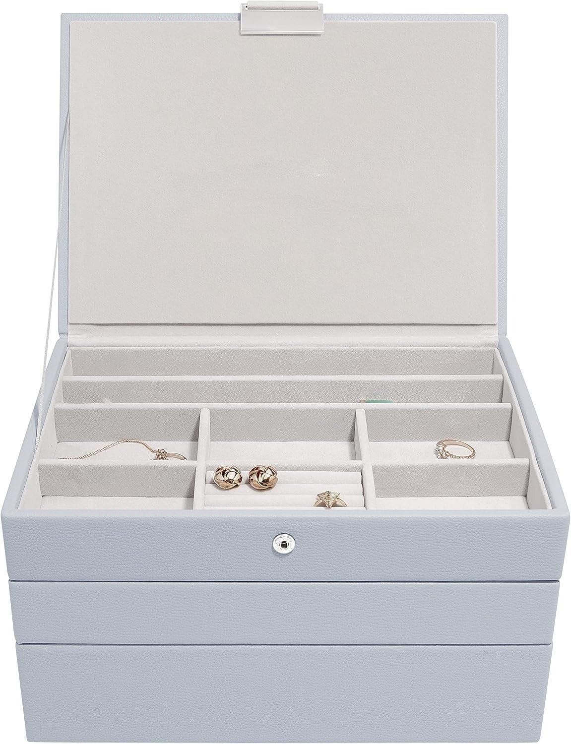 Classic Medium Jewelry Box, Portable Travel Jewelry Organizer Case with Removable Compartments, Jewellery Storage Box for Rings Earrings Necklaces Bracelets, Ideal Gift for Women Girls Home Dresser Decor