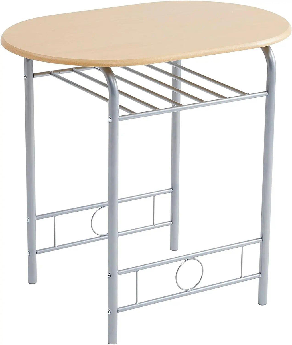 Wood Effect Metal Dining Table Set with 2 Chairs, Space-Saving Kitchen Dinner Table for Home, Apartment, or Small Dining Room [Plus A Free Gift]