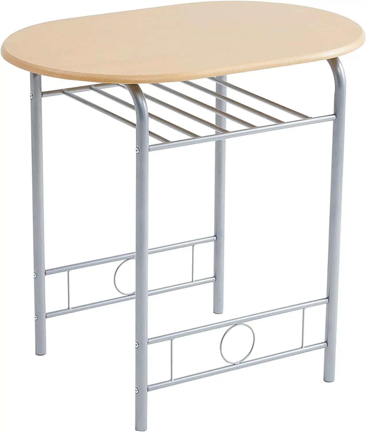 Wood Effect Metal Dining Table Set with 2 Chairs, Space-Saving Kitchen Dinner Table for Home, Apartment, or Small Dining Room [Plus A Free Gift]