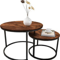 Ultimate Round Coffee Table Nesting Set - Modern Wood & Metal Side Tables for Living Room, Rustic Brown & Black Accent Tables round  dining  tables
