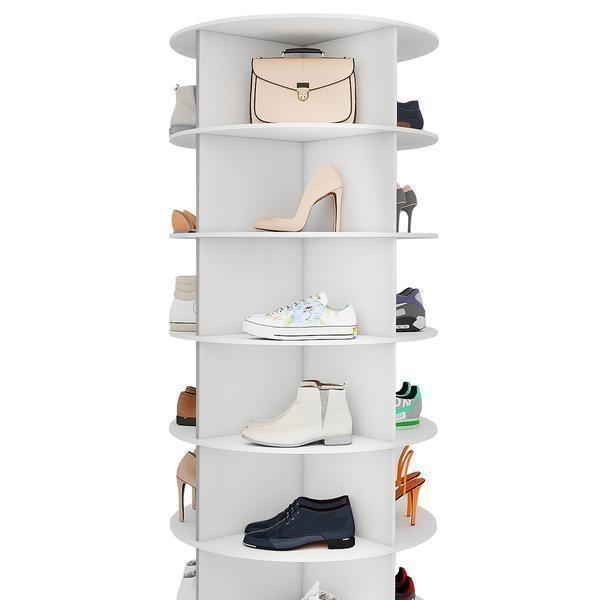 360° Rotating Shoe Rack Tower, 6/7 Tier Lazy Susan Shoe Storage Organizer, Round Carousel Cabinet for Shoes & Handbags, Space-Saving Solution for Entryway, Hallway & Closet