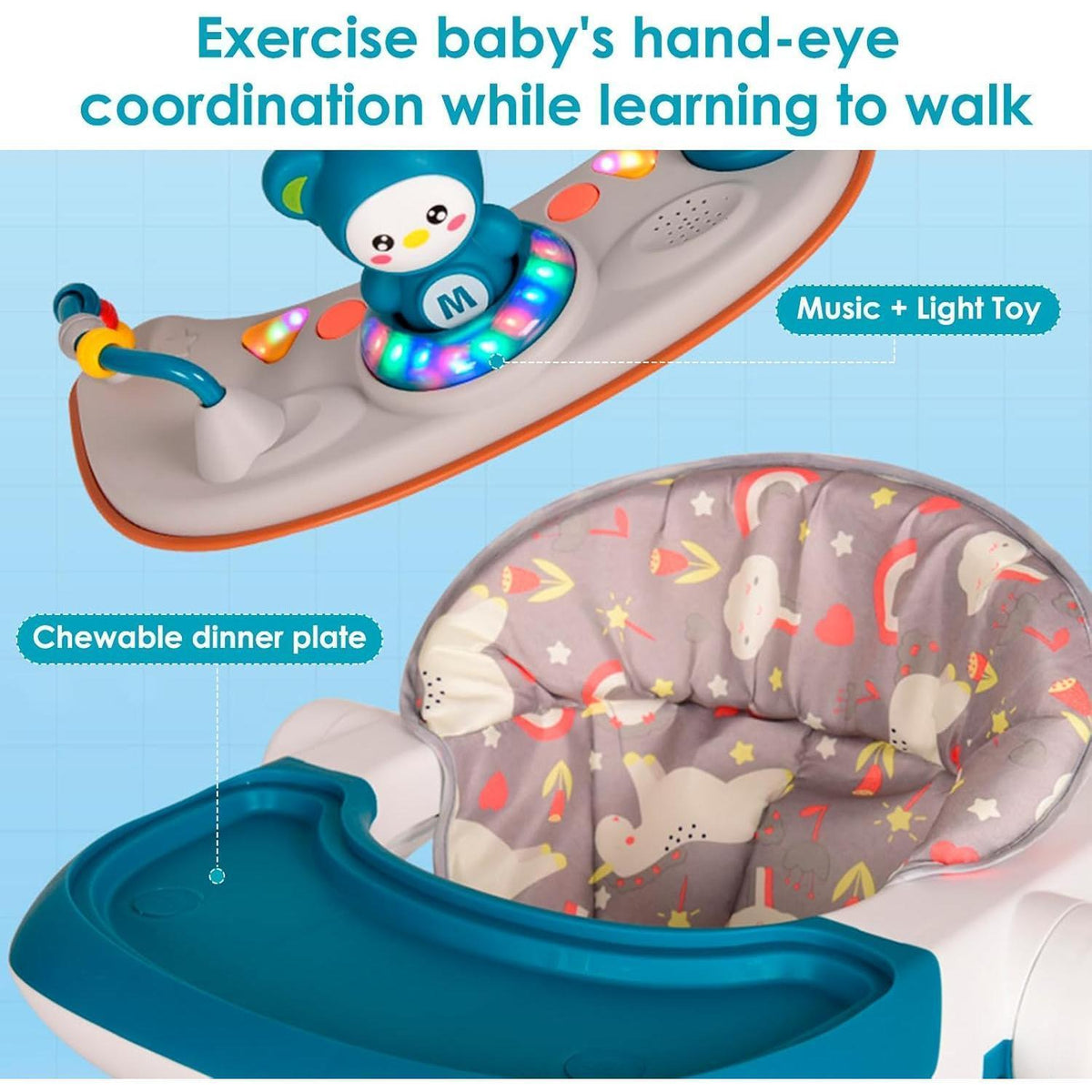 【NS】Baby Walkers for 6 Months-1 Year olds Girls Boys,3in1 Multi-Function Anti-Rollover Toddler Walker/Push Along Walker/with Wheels and Brake and Push Handle