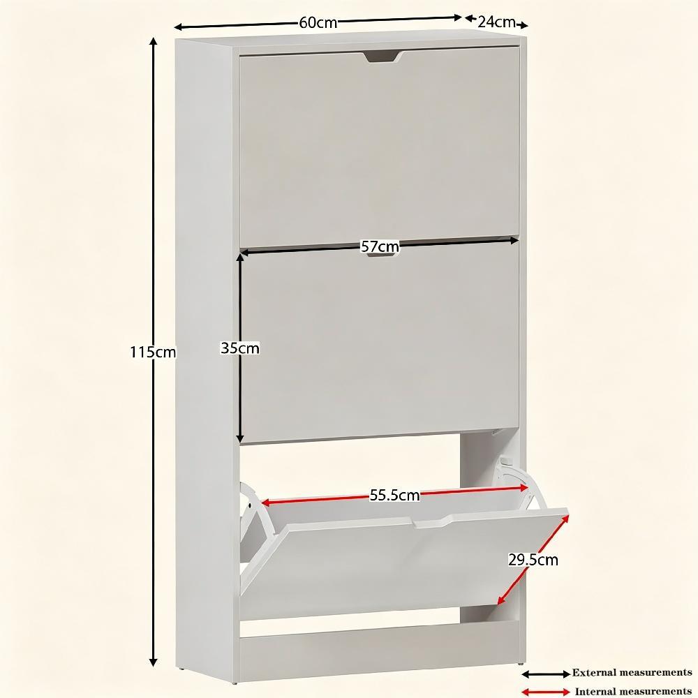 Wooden Shoe Cabinet with Flip Drawers, Dustproof Slim Storage Unit for Hallway Entryway, Space-Saving Cupboard [Plus A Free Gift]