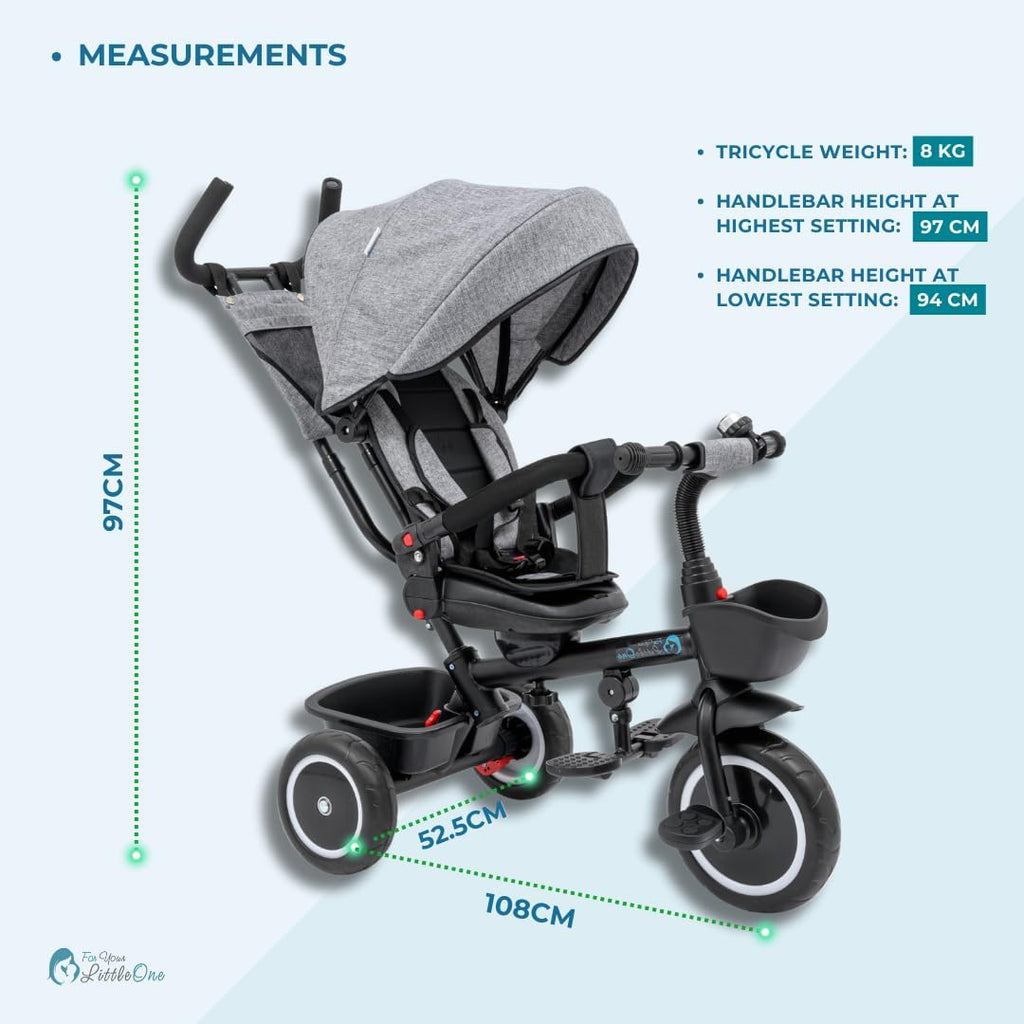 【NS】Foryourlittleone Trike V3 Tricycle Baby Push with Parent Handle Bike 9 Months to 5 Years | For-Your-Little-One Trike with Parent Handle, Multi-Functional Tricycle
