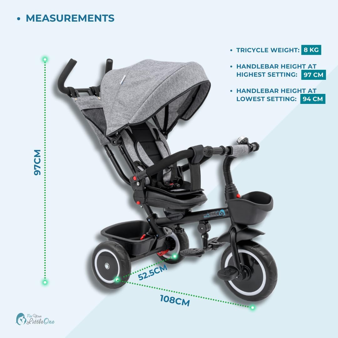 【NS】Foryourlittleone Trike V3 Tricycle Baby Push with Parent Handle Bike 9 Months to 5 Years | For-Your-Little-One Trike with Parent Handle, Multi-Functional Tricycle