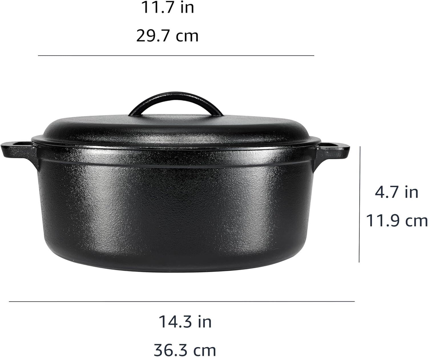 Round Pre-Seasoned Cast Iron Dutch Oven Pot with Lid and Dual Handles Heavy-Duty Oven Safe up to 260 C Large 6.62 L Black for Versatile Cooking