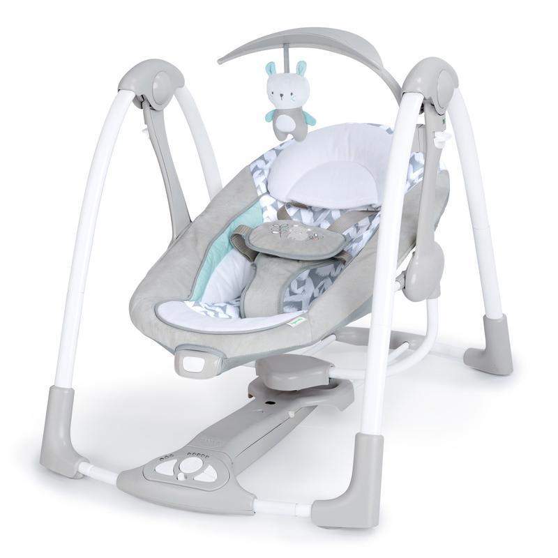【NS】2-in-1 Foldable Baby Swing & Infant Seat – Portable Auto Swing with 5 Speeds, Soothing Vibrations, Music, & EasyLock System for Newborns 0-9 Months