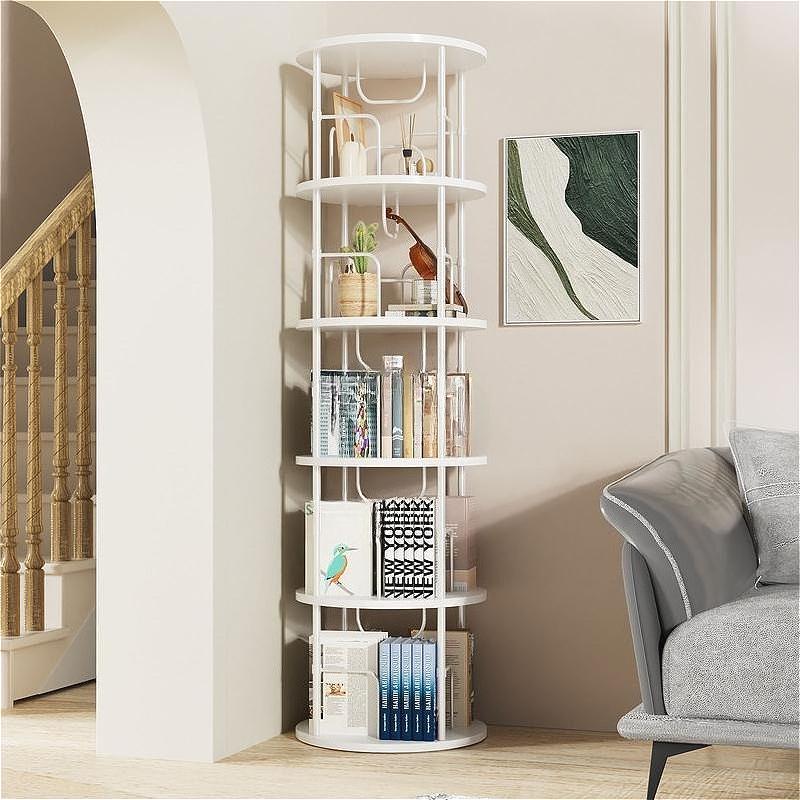 360° Rotating Bookshelf, 4-5 Tier Spinning Tower Bookcase, Round High-Capacity Storage Organizer, Space Saving Freestanding Book Shelf for Home Study Bedroom Office