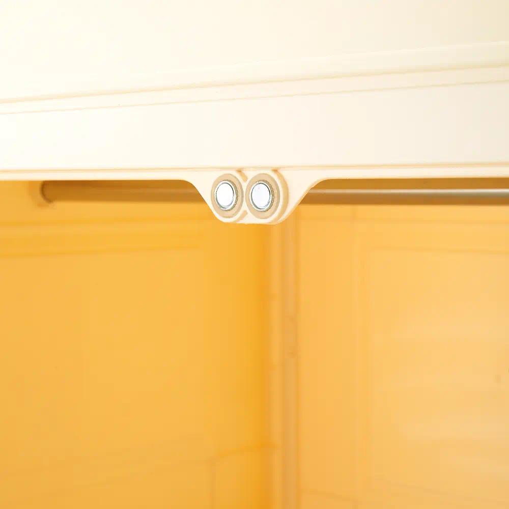 Cream White Foldable Plastic Baby Wardrobe, Kids Storage Organizer with Magnetic Doors, Transparent Panels & Lockable Wheels, Portable Clothing & Toy Storage Cabinet for Nursery & Kids Bedroom