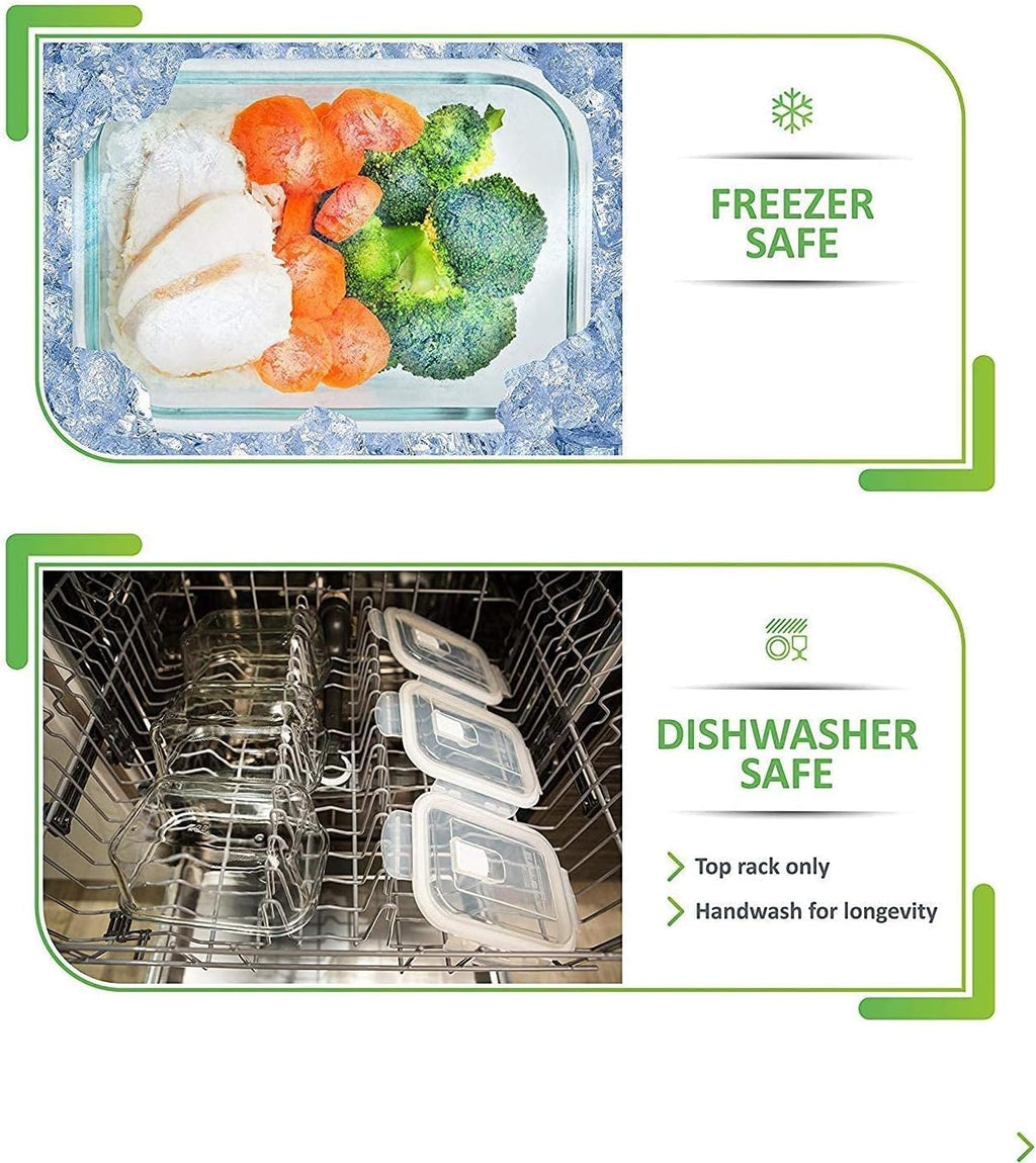 5-Pack Food Prep & Storage Glass Containers with Lids Airtight Meal Prep Reusable 880ml Microwave Oven Dishwasher Safe Freezer Safe