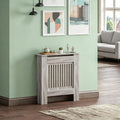 Grey Modern Radiator Cover, MDF Vertical Slat Design with Wooden Top Shelf, Stylish Cabinet for Living Room, Bedroom, and Hallway [Plus A Free Gift]