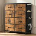 8 Drawers Metal Frame Dresser - Fabric Storage Chest for Bedroom with Handles, Wood Grain Finish for Living Room and Hallway [Plus A Free Gift]