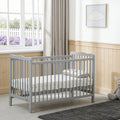 Grey/White Adjustable Height Baby Cot with Waterproof Mattress for Modern Nursery [Plus A Free Gift]