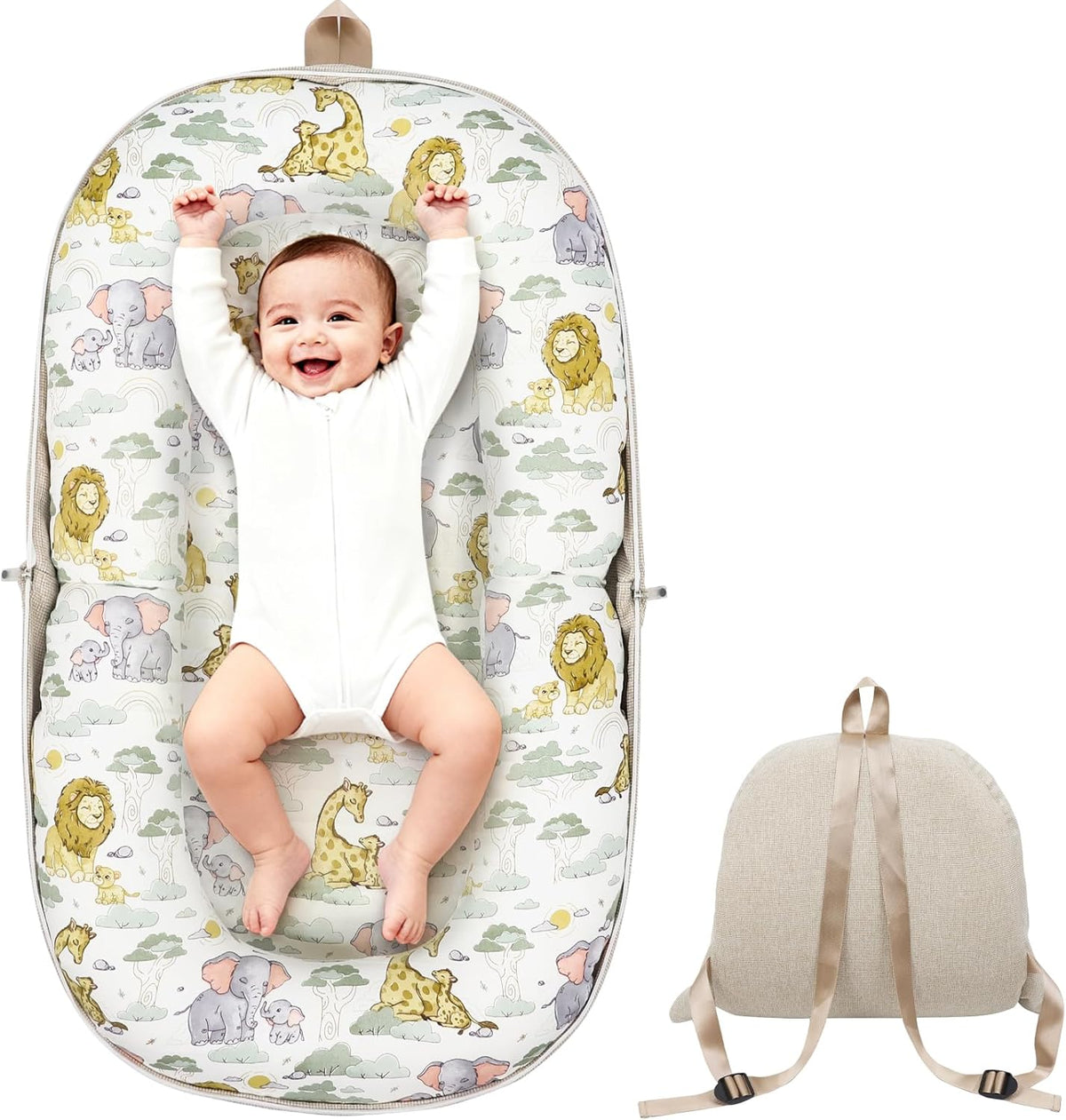 Portable Newborn Bassinet Cot – 2-in-1 Baby Nest Lounger Converts to Travel Backpack for Infant 0-12 Months, Essential Newborn Baby Gift [Plus A Free Gift]