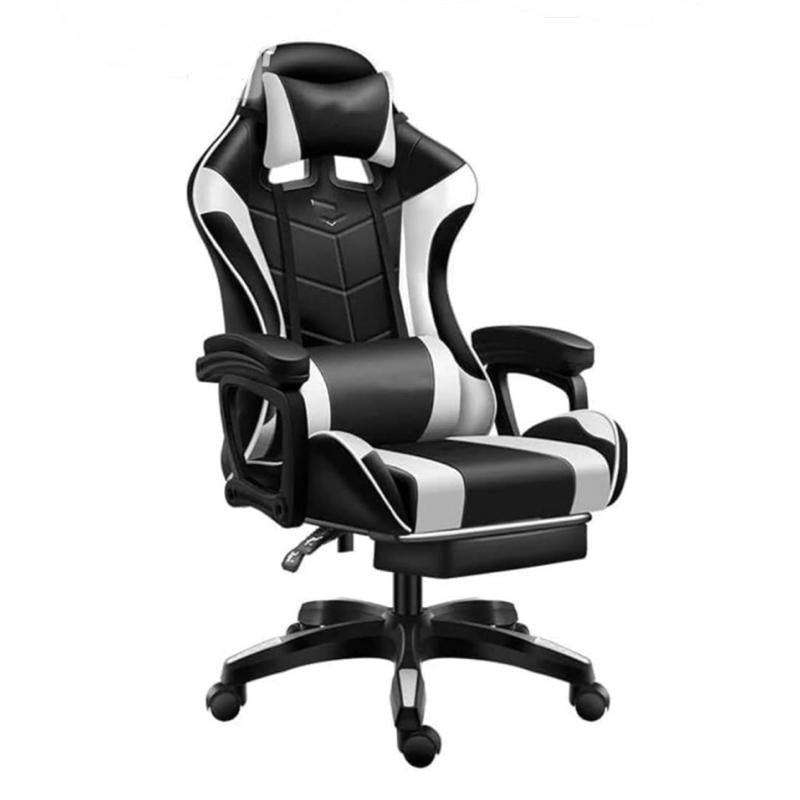 Ergonomic Gaming Chair with Footrest, High Back Racing Style Recliner, PU Leather Computer Chair with 360° Swivel, Adjustable Backrest, Lumbar Support & Headrest Pillow, Durable Comfort for Adults
