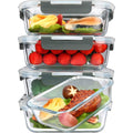Glass Meal Prep Containers with Lids 1040ml Airtight Glass Food Storage Containers, Set of 5