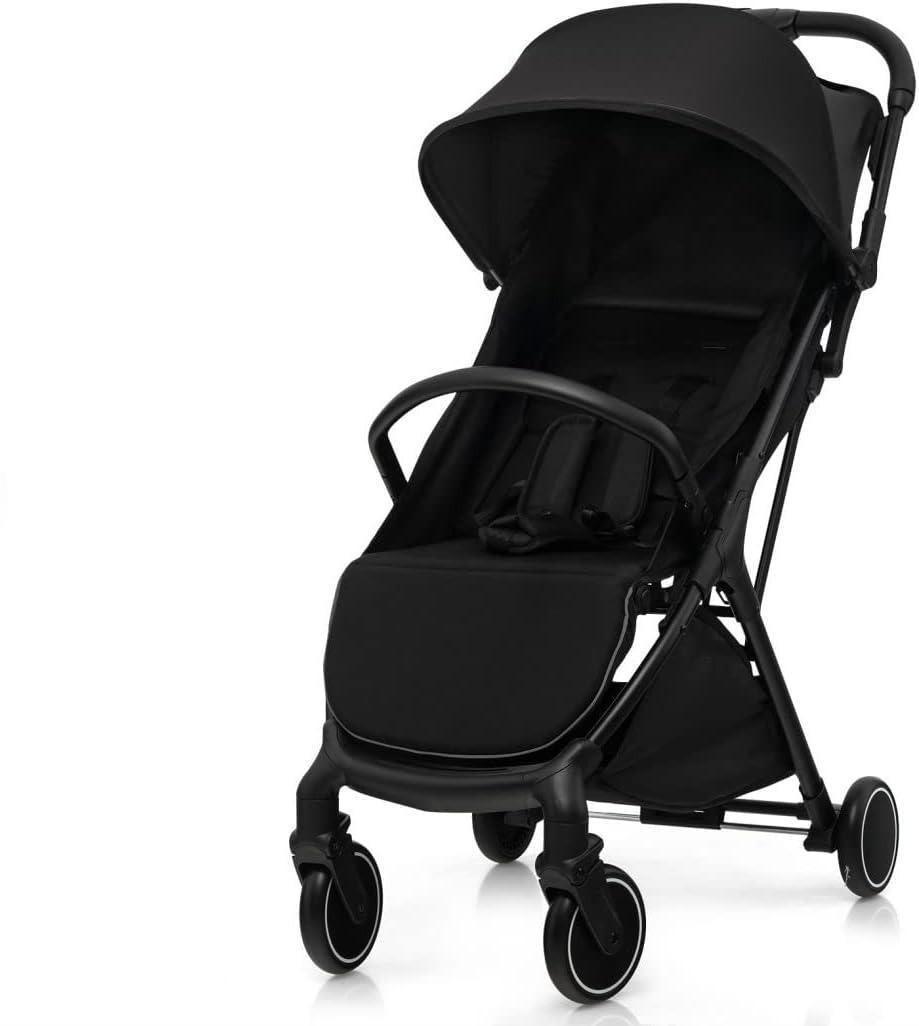 Lightweight Portable Baby Stroller, One-Hand Fold Travel Pushchair with Washable Seat Cover, 5-Point Safety Harness, Adjustable Canopy & Backrest & Footrest, Anti-Slip Brake Travel Buggy for Newborns 0–3 Years