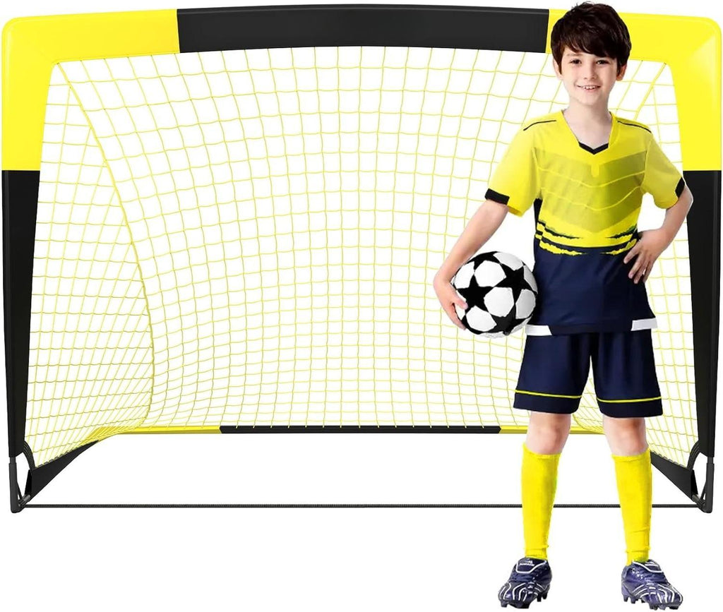 Pop Up Football Goal – Portable & Foldable Soccer Net for Outdoor Training, Backyard, Garden – Lightweight Football Post for Kids & Adults [Plus A Free Gift]