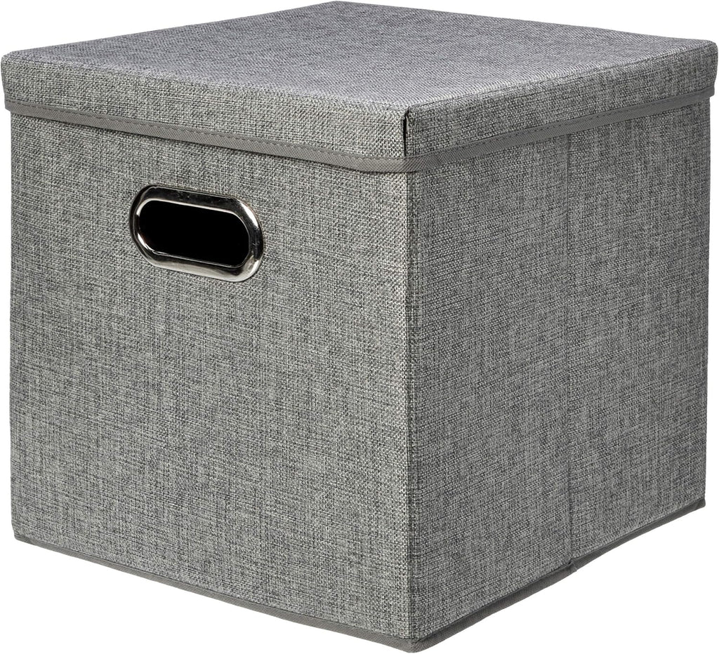 CZHMBM Premium Foldable Burlap Storage Cubes 2-Pack Stylish Grey for Organized Living 33x33x33cm Space-Saving & Versatile