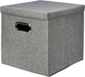 CZHMBM Premium Foldable Burlap Storage Cubes 2-Pack Stylish Grey for Organized Living 33x33x33cm Space-Saving & Versatile