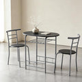 Wood Effect Metal Dining Table Set with 2 Chairs, Space-Saving Kitchen Dinner Table for Home, Apartment, or Small Dining Room [Plus A Free Gift]