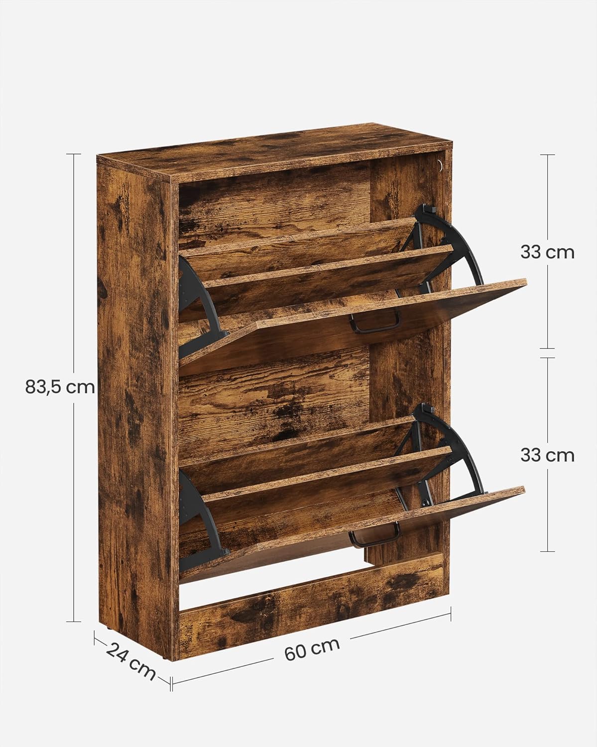 Shoe Cabinet With 2 Flip Doors, Adjustable And Removable Divider, 12 Pairs Of Women's Shoes Or 8 Men's Shoes, Narrow Entrance, 60 X 24 X 83.5 (L X W X H), Rustic Brown LBC02BX
