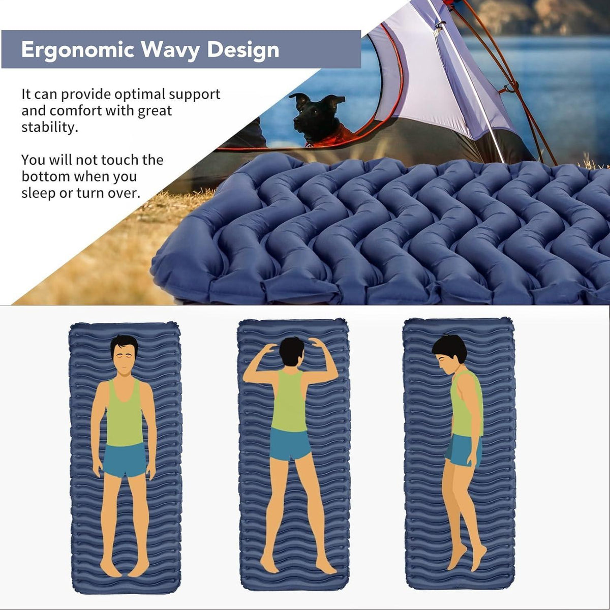 Ultralight Inflatable Sleeping Pad, Compact Portable Camping Air Mattress, Lightweight Waterproof Camping Mat for Backpacking, Hiking, Travel, Tent & Outdoor Camping