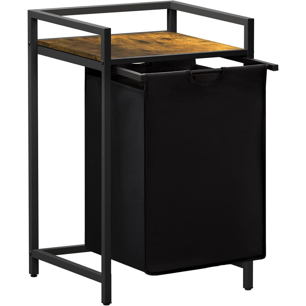 【NS】Laundry Hamper 2 Sections, 95 L Laundry Basket with Shelf and Double Pull-Out Removable Bags, Laundry Sorter for Laundry Room Bedroom Bathroom Dorm, Black