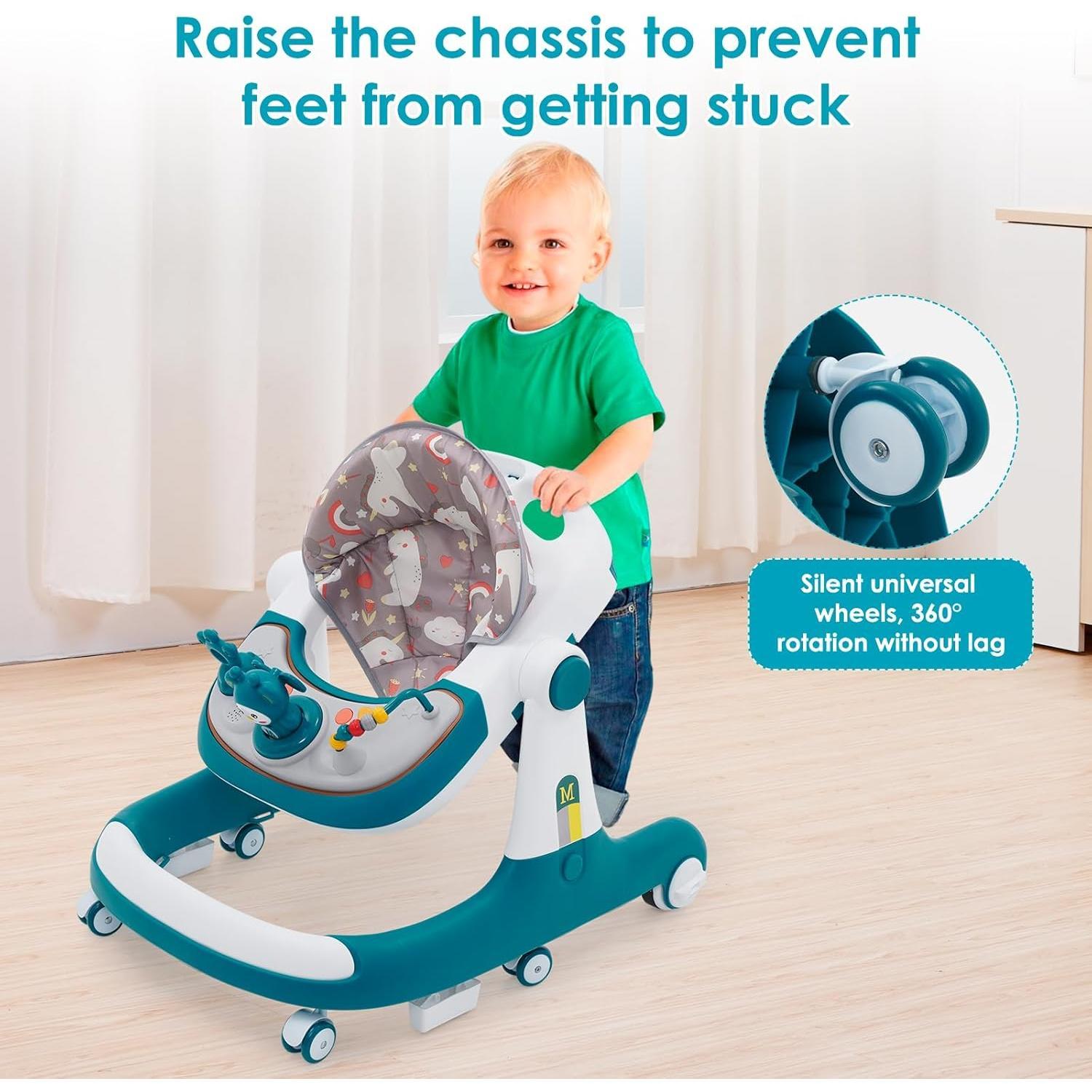 【NS】Baby Walkers for 6 Months-1 Year olds Girls Boys,3in1 Multi-Function Anti-Rollover Toddler Walker/Push Along Walker/with Wheels and Brake and Push Handle