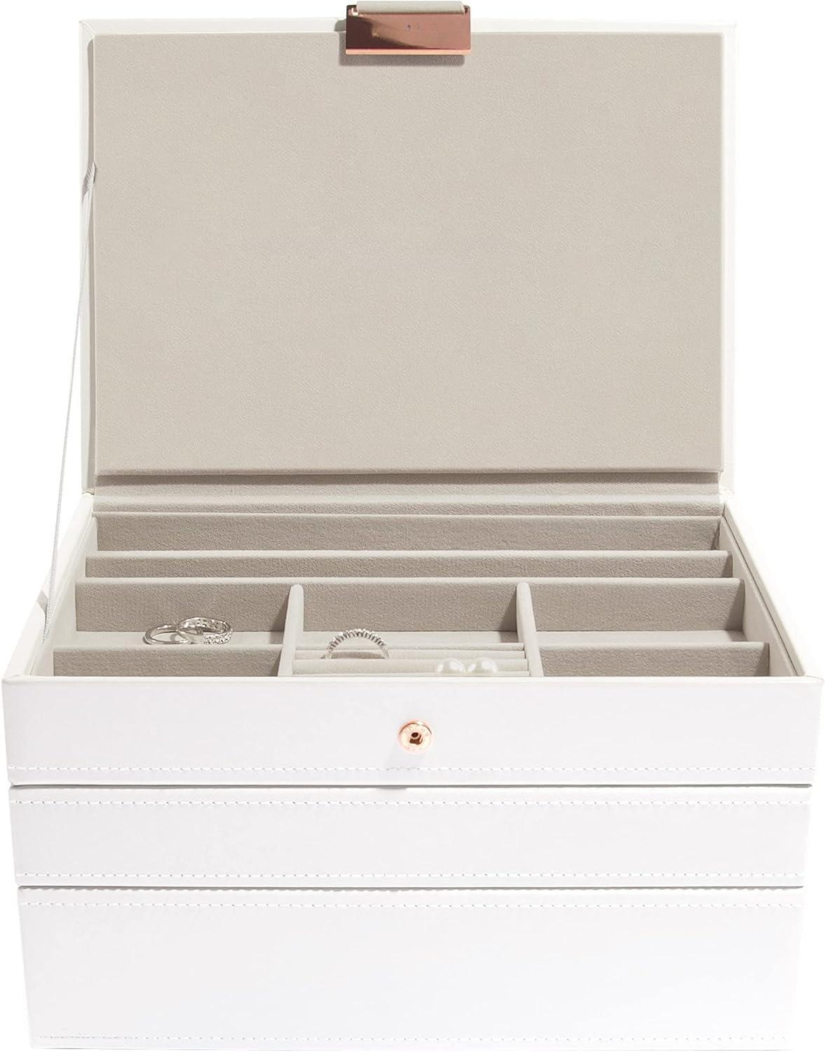 Classic Medium Jewelry Box, Portable Travel Jewelry Organizer Case with Removable Compartments, Jewellery Storage Box for Rings Earrings Necklaces Bracelets, Ideal Gift for Women Girls Home Dresser Decor
