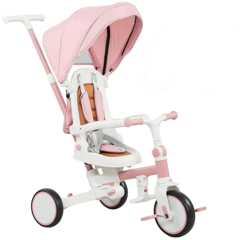 5‑in‑1 Grow‑With‑Kid Foldable Toddler Tricycle Stroller, Convertible Kids Ride‑On Trike with 5‑Point Safety Harness, Adjustable Push Handle & UV Protection Canopy, Compact Outdoor Toy for Family Outings, Ages 1‑3 Years Old