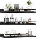 3 Set Floating Wall Mounted Wood Shelves - Versatile Picture Ledge Display Racks & Spice Racks, Decorative Wooden Wall Shelves Ideal for Bathroom, Living Room, Kitchen, Home Office & Laundry Room, Space-Saving Home Storage Decor