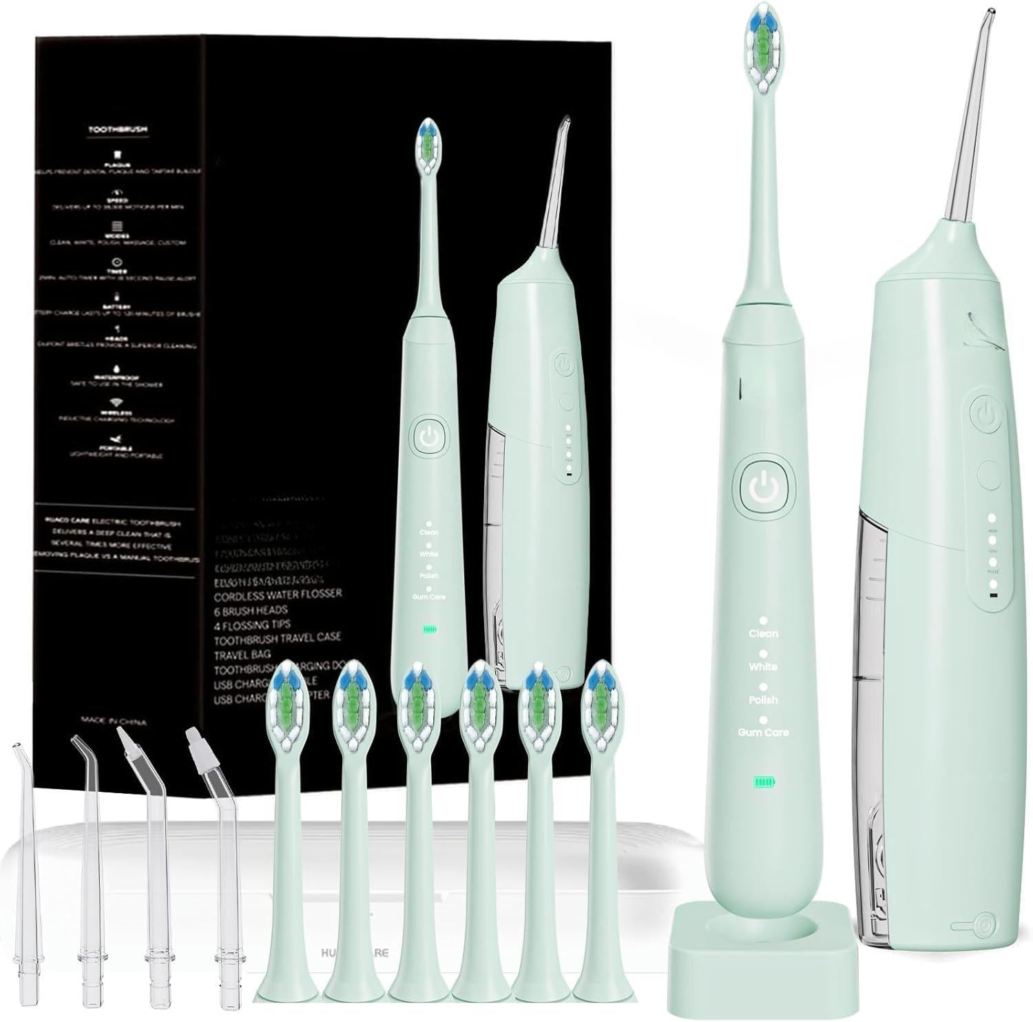 Oral Clean Kit Water Dental Flosser & Electric Toothbrush Combo for Teeth Cleaning & Gum Health Cordless 3 Modes Waterproof Travel Case