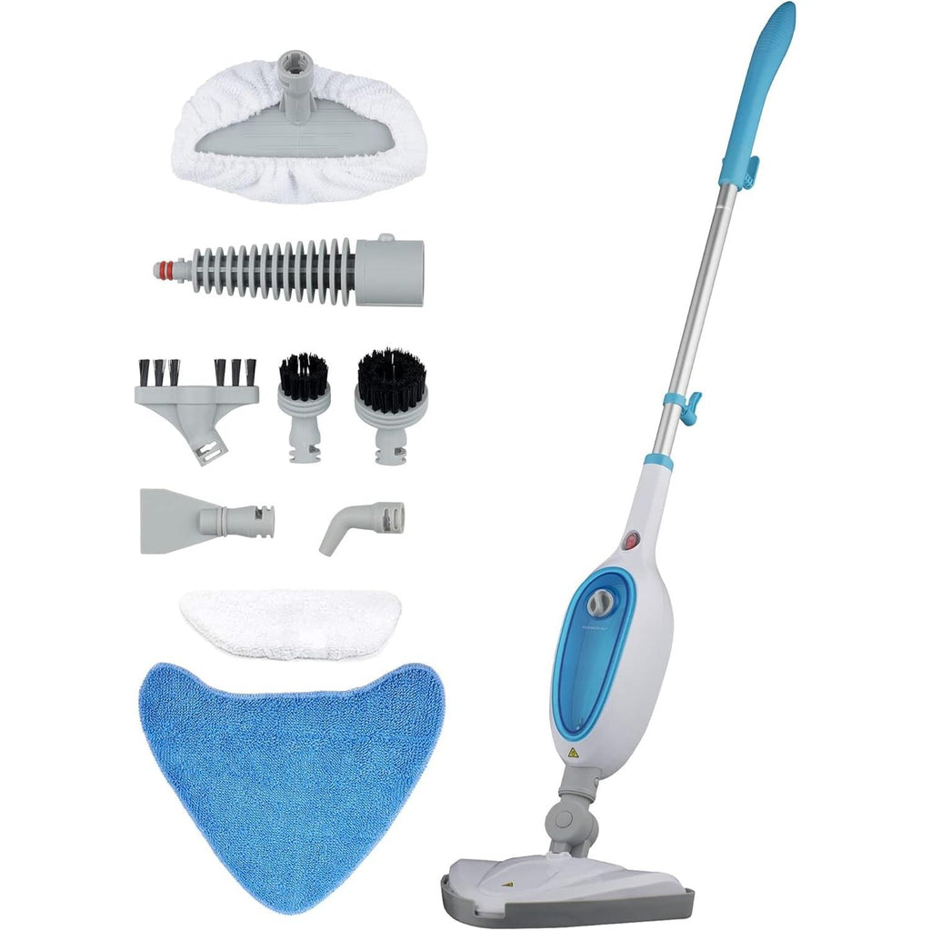 【NS】10-in-1 Multifunction Upright Steam Cleaner Mop | Kills 99.9% of Bacteria | Steamer For Cleaning Hard Floors, Carpets, Bathroom, Kitchen, Windows, Garments & Upholstery | 6m Power Cord