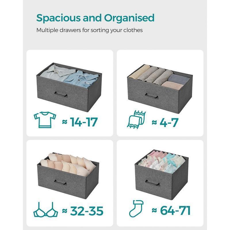 7-Drawer Fabric Storage Dresser, Sturdy Metal Frame Chest of Drawers Organizer with Wooden Top & Soft Handles, Easy Assembly Bedroom Cabinet, Multi-Purpose Storage Unit for Entryway, Hallway, Children Room, Nursery, Living Room & Household Organization