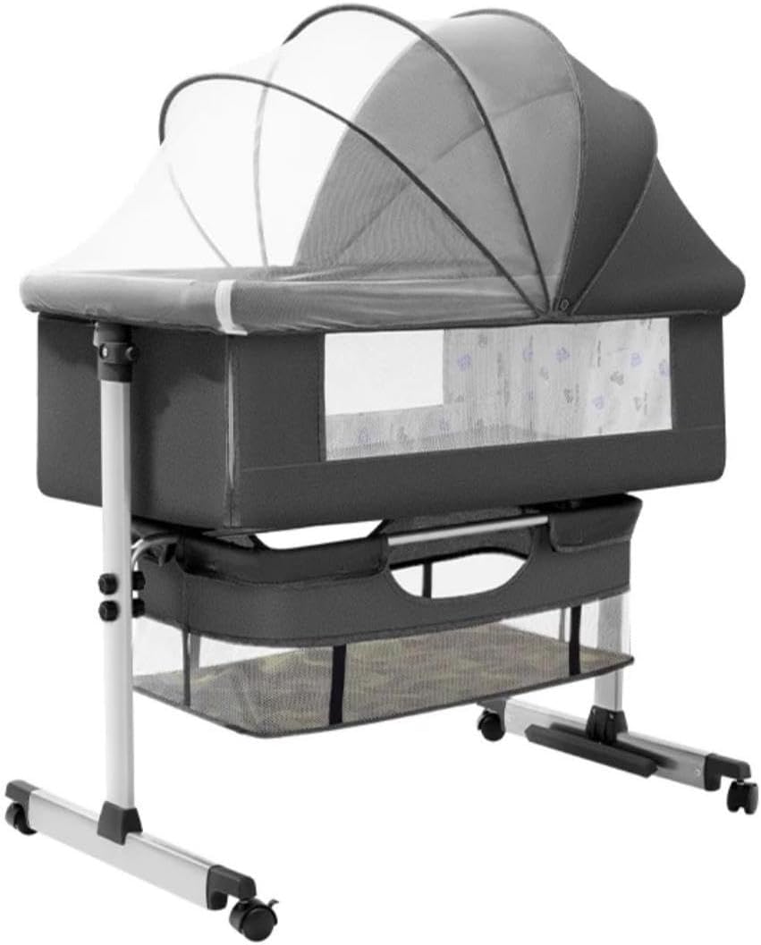【NS】3 in 1 Baby Crib, Baby Cradle, Bassinet, Infant Cot, Bedside Sleeper, Travel Cot, with Mattress and Changing Table, Folding, Adjustable, Rocking, Portable Crib, Mosquito Net and Wheels