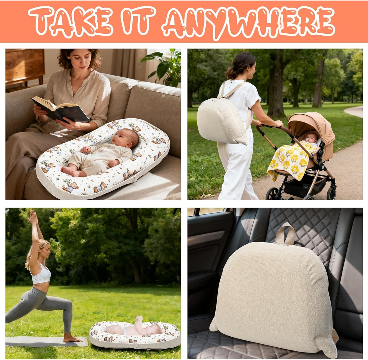 Portable Newborn Bassinet Cot – 2-in-1 Baby Nest Lounger Converts to Travel Backpack for Infant 0-12 Months, Essential Newborn Baby Gift [Plus A Free Gift]