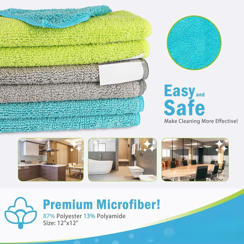 Microfibre Cleaning Cloths Pack of 50, Multifunctional Reusable Cleaning Towels, Lint Free Streak Free Washable Cloth Duster for House, Kitchen, Car, Motorbike, Windows 30 x 30 cm