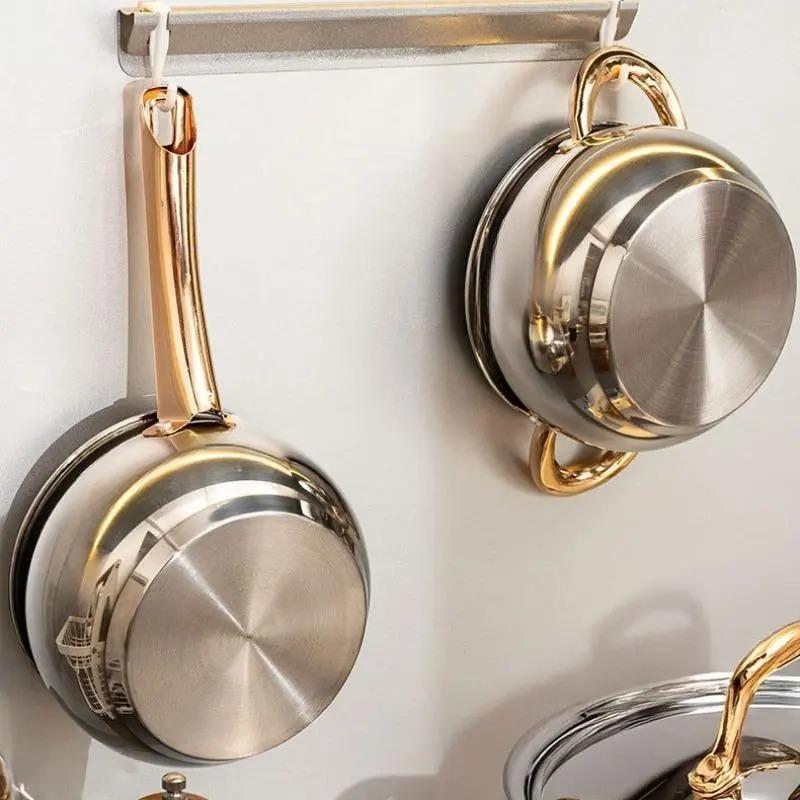Stainless Steel Non-Stick Cookware Set, Pots & Pans with Heat-Resistant Handles, Compatible with All Stovetops, Premium Kitchen Essential & Holiday Gift Choice