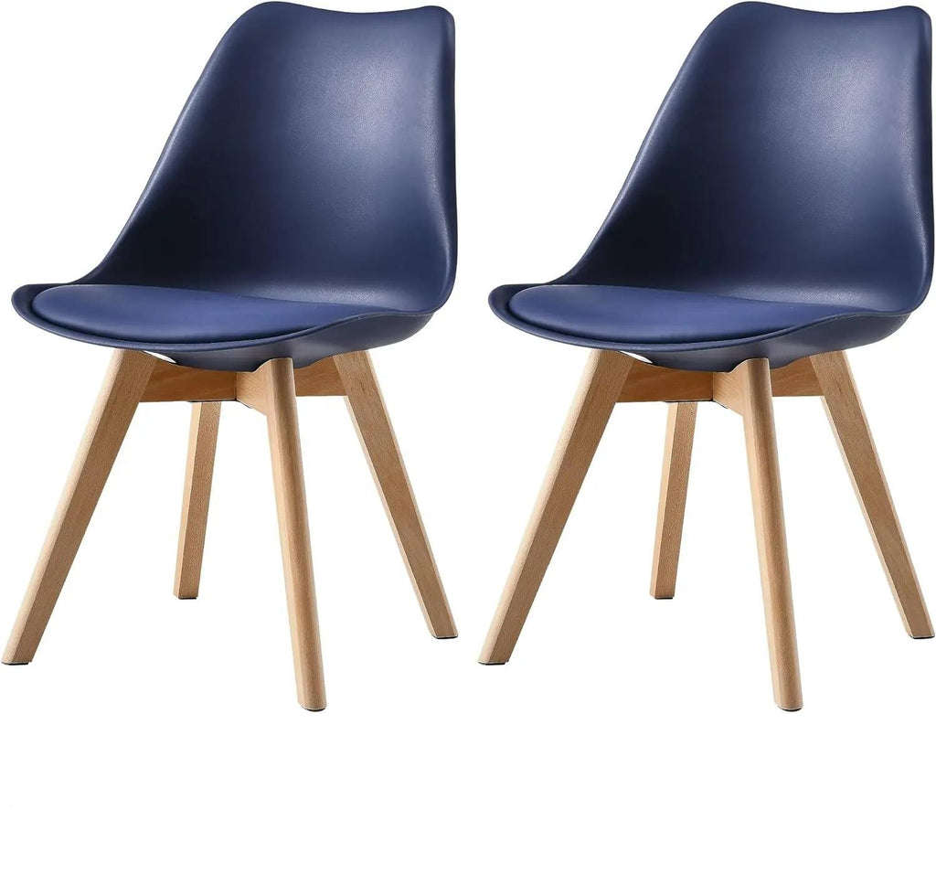 Set of 2 Retro Dining Chairs, Deluxe Upholstered Accent Chairs with Soft Padded Cushion and Sturdy Wooden Legs, Modern Multi-Purpose Lounge Side Chairs for Dining Room, Living Room, Bedroom and Home Office Decor